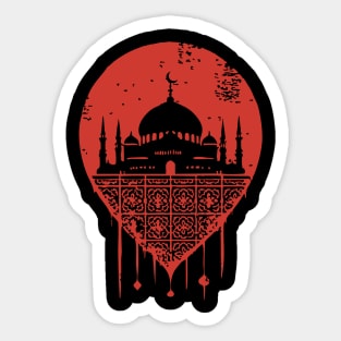 Serene Mosque Silhouette Vintage Islamic Art Style Sticker